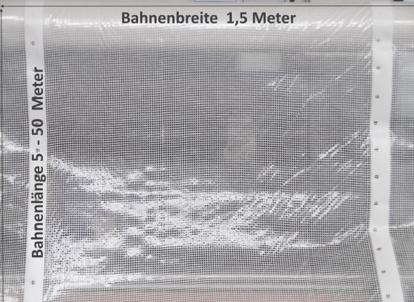 Gitterfolie 75 qm 1,5m x 50m transparent weiß Winterschutz Notdach Wetterschutz Dachfolie verstärkt