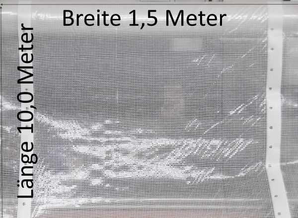 Gitterfolie 15m² transparent Winterschutz Notdach-Folie Regenschutz Plane 1,5m x 10m Wetterschutz