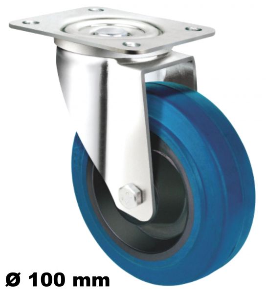 Lenkrolle 100 mm Blue Wheel Blaue Reifen für empfindliche Güter Transportrolle Rollen