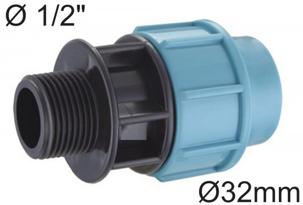 PE Rohr Adapter/Übergang Ø 32 mm auf 1/2 Zoll AG Außengewinde